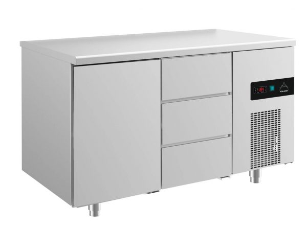 Kühltisch -2 bis +8°C 1400x700x850mm mit 1x Tür und 1x drei Schubladen – Bild 1