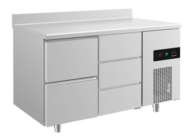 Kühltisch -2 bis +8°C 1400x700x850mm mit 1x zwei Schubladen und 1x drei Schubladen – Bild 1