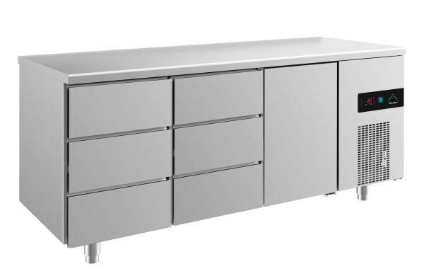 Kühltisch -2 bis +8°C 1865x700x850mm mit 1x Tür und 2x drei Schubladen – Bild 1