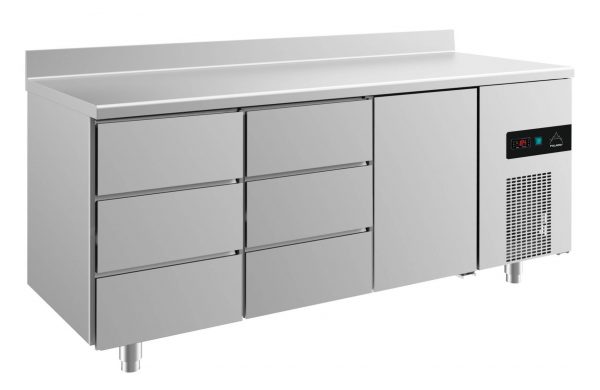 Kühltisch -2 bis +8°C 1865x700x850mm mit 1x Tür und 2x drei Schubladen – Bild 1