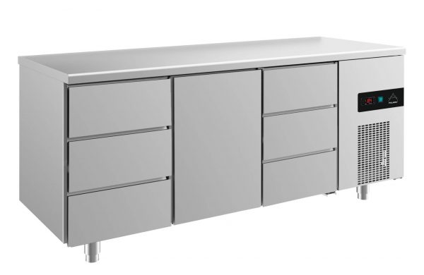 Kühltisch -2 bis +8°C 1865x700x850mm mit 1x Tür und 2x drei Schubladen – Bild 1