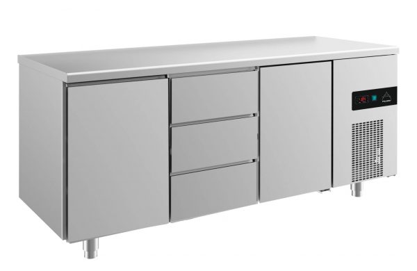 Kühltisch -2 bis +8°C 1865x700x850mm mit 2x Türen und 1x drei Schubladen – Bild 1