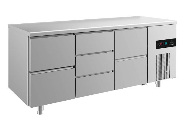 Kühltisch -2 bis +8°C 1865x700x850mm mit 2x zwei Schubladen und 1x drei Schubladen – Bild 1