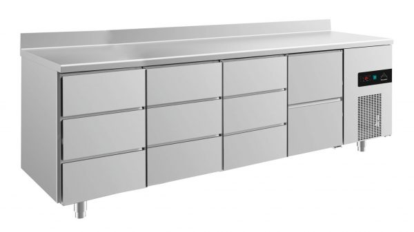 Kühltisch -2 bis +8°C 2330x700x850mm mit 1x zwei Schubladen und 3x drei Schubladen – Bild 1