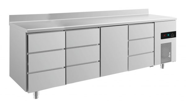 Kühltisch -2 bis +8°C 2330x700x850mm mit 1x Tür und 3x drei Schubladen – Bild 1
