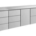 Kühltisch -2 bis +8°C 2330x700x850mm mit 1x Tür, 1x zwei Schubladen und 2x 3 Schubladen