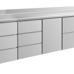 Kühltisch -2 bis +8°C 2330x700x850mm mit 1x Tür, 1x zwei Schubladen und 2x 3 Schubladen