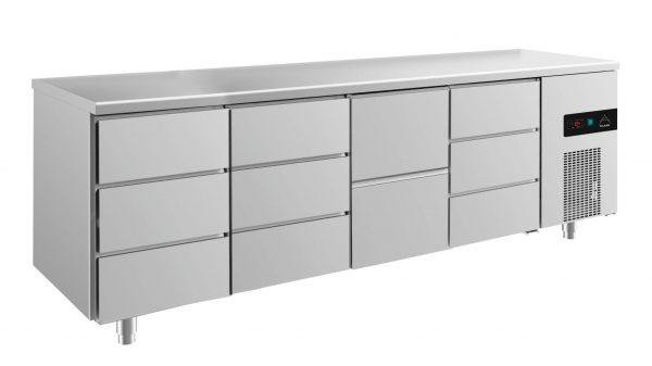 Kühltisch -2 bis +8°C 2330x700x850mm mit 1x zwei Schubladen und 3x drei Schubladen – Bild 1