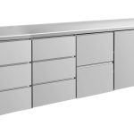 Kühltisch -2 bis +8°C 2330x700x850mm mit 1x Tür, 1x zwei Schubladen und 2x 3 Schubladen