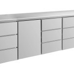 Kühltisch -2 bis +8°C 2330x700x850mm mit 1x Tür und 3x drei Schubladen