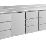 Kühltisch -2 bis +8°C 2330x700x850mm mit 1x Tür und 3x drei Schubladen