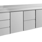 Kühltisch -2 bis +8°C 2330x700x850mm mit 2x Türen, 1x zwei Schubladen und 1x 3 Schubladen