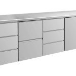 Kühltisch -2 bis +8°C 2330x700x850mm mit 1x Tür, 1x zwei Schubladen und 2x 3 Schubladen