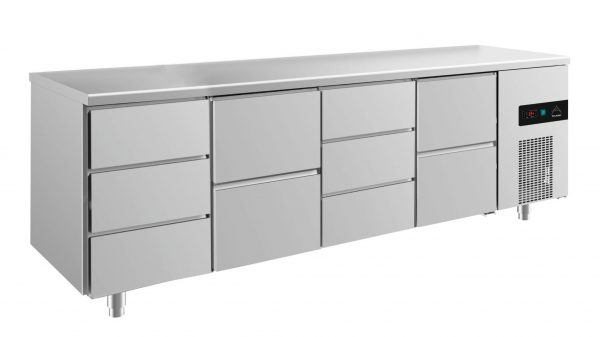 Kühltisch -2 bis +8°C 2330x700x850mm mit 2x zwei Schubladen und 2x drei Schubladen – Bild 1