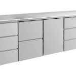 Kühltisch -2 bis +8°C 2330x700x850mm mit 1x Tür, 1x zwei Schubladen und 2x 3 Schubladen