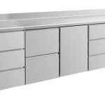 Kühltisch -2 bis +8°C 2330x700x850mm mit 1x Tür, 1x zwei Schubladen und 2x 3 Schubladen