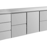 Kühltisch -2 bis +8°C 2330x700x850mm mit 1x Tür, 2x zwei Schubladen und 1x 3 Schubladen