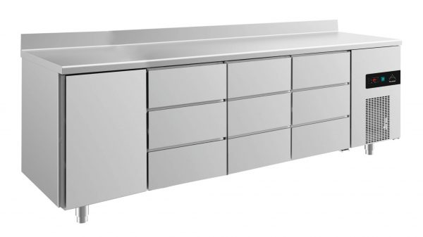 Kühltisch -2 bis +8°C 2330x700x850mm mit 1x Tür, 3x 3 Schubladen – Bild 1