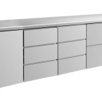 Kühltisch -2 bis +8°C 2330x700x850mm mit 1x Tür, 1x zwei Schubladen und 2x 3 Schubladen