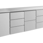 Kühltisch -2 bis +8°C 2330x700x850mm mit 1x Tür, 1x zwei Schubladen und 2x 3 Schubladen