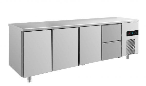Kühltisch -2 bis +8°C 2330x700x850mm mit 3x Türen und 1x zwei Schubladen – Bild 1