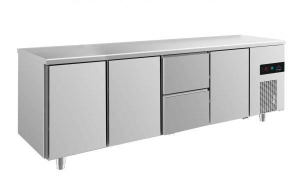 Kühltisch -2 bis +8°C 2330x700x850mm mit 3x Türen und 1x zwei Schubladen – Bild 1