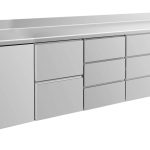 Kühltisch -2 bis +8°C 2330x700x850mm mit 1x Tür, 1x zwei Schubladen und 2x 3 Schubladen