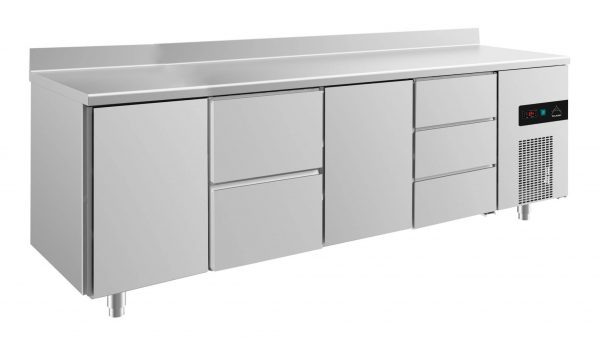 Kühltisch -2 bis +8°C 2330x700x850mm mit 2x Türen, 1x zwei Schubladen und 1x 3 Schubladen – Bild 1