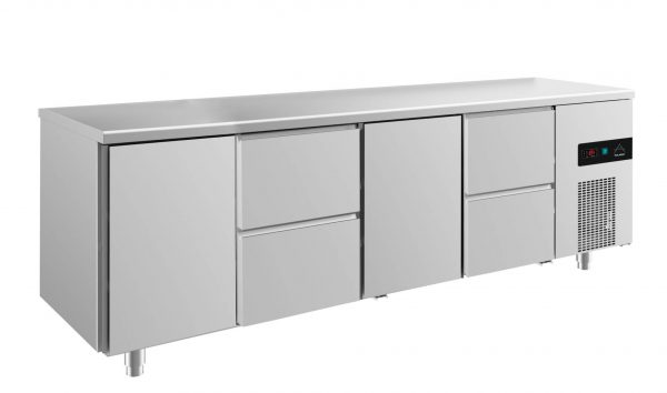 Kühltisch -2 bis +8°C 2330x700x850mm mit 2x Türen und 2x zwei Schubladen – Bild 1