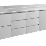 Kühltisch -2 bis +8°C 2330x700x850mm mit 1x Tür, 1x zwei Schubladen und 2x 3 Schubladen