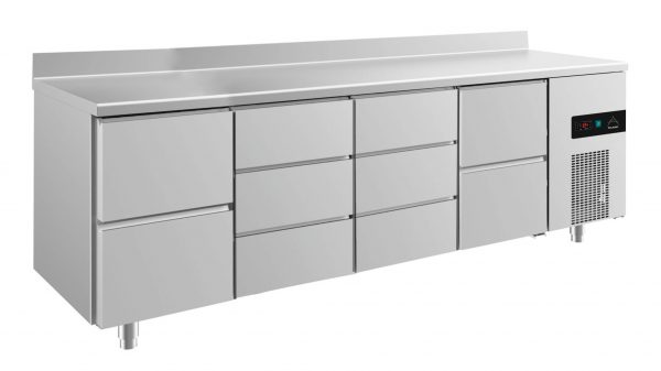 Kühltisch -2 bis +8°C 2330x700x850mm mit 2x zwei Schubladen und 2x drei Schubladen – Bild 1