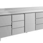 Kühltisch -2 bis +8°C 2330x700x850mm mit 1x Tür, 1x zwei Schubladen und 2x drei Schubladen