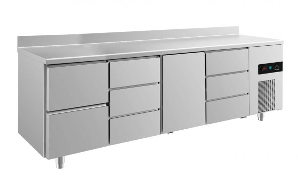 Kühltisch -2 bis +8°C 2330x700x850mm mit 1x Tür, 1x zwei Schubladen und 2x drei Schubladen – Bild 1