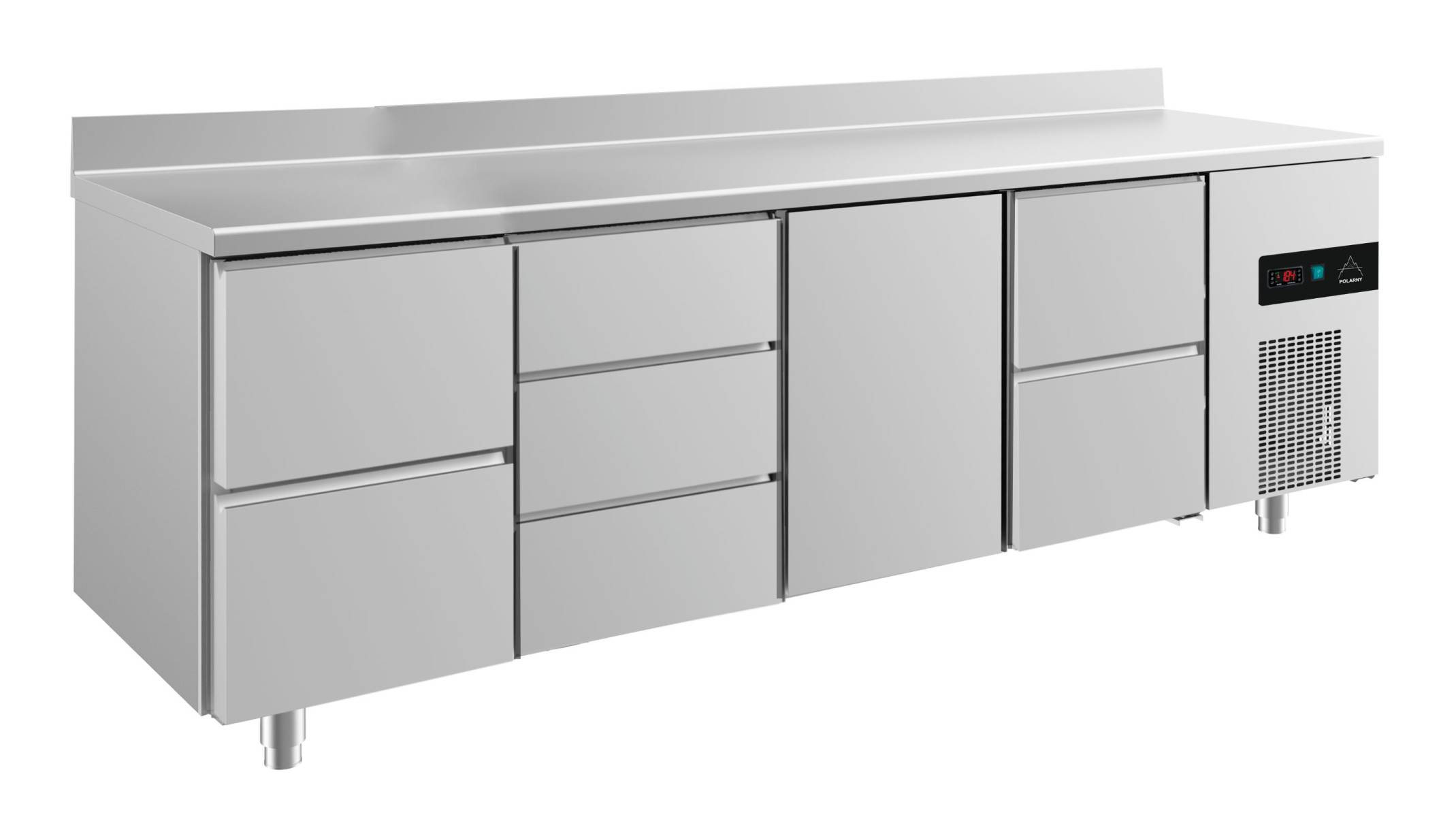 KT4ZDTZA Kühltisch -2 bis +8°C 2330x700x850mm mit 1x Tür, 2x zwei Schubladen und 1x 3 Schubladen – Bild 1