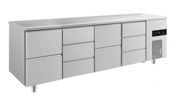 Kühltisch -2 bis +8°C 2330x700x850mm mit 2x zwei Schubladen und 2x drei Schubladen – Bild 1