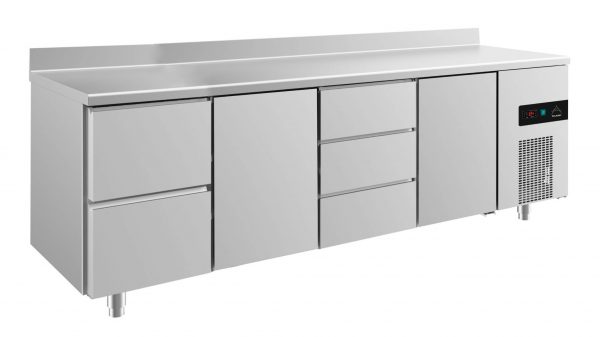 Kühltisch -2 bis +8°C 2330x700x850mm mit 2x Türen, 1x zwei Schubladen und 1x 3 Schubladen – Bild 1