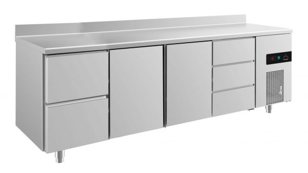 Kühltisch -2 bis +8°C 2330x700x850mm mit 2x Türen, 1x zwei Schubladen und 1x 3 Schubladen – Bild 1