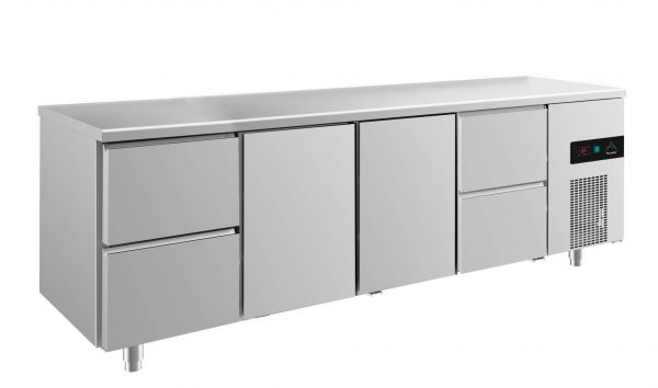 Kühltisch -2 bis +8°C 2330x700x850mm mit 2x Türen und 2x zwei Schubladen – Bild 1