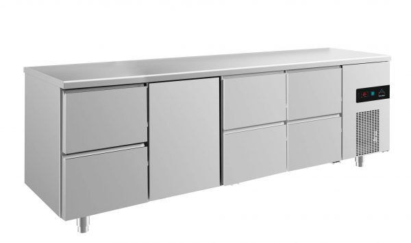 Kühltisch -2 bis +8°C 2330x700x850mm mit 1x Tür und 3x zwei Schubladen – Bild 1