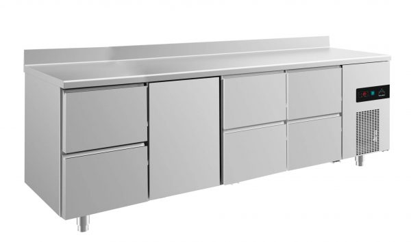 Kühltisch -2 bis +8°C 2330x700x850mm mit 1x Tür und 3x zwei Schubladen – Bild 1