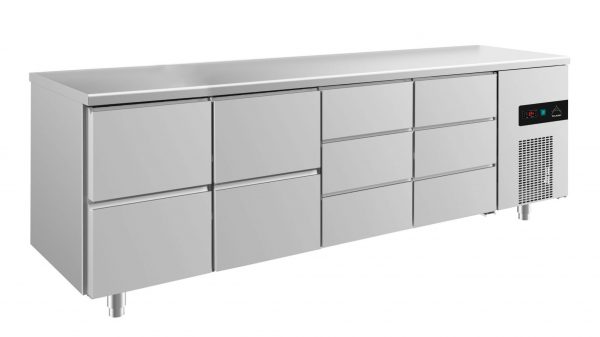 Kühltisch -2 bis +8°C 2330x700x850mm mit 2x zwei Schubladen und 2x drei Schubladen – Bild 1
