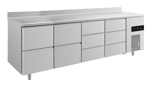 Kühltisch -2 bis +8°C 2330x700x850mm mit 2x zwei Schubladen und 2x drei Schubladen – Bild 1