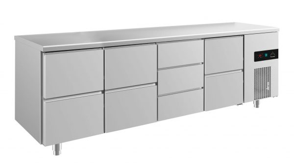 Kühltisch -2 bis +8°C 2330x700x850mm mit 3x zwei Schubladen und 1x drei Schubladen – Bild 1