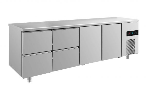 Kühltisch -2 bis +8°C 2330x700x850mm mit 2x Türen und 2x zwei Schubladen – Bild 1