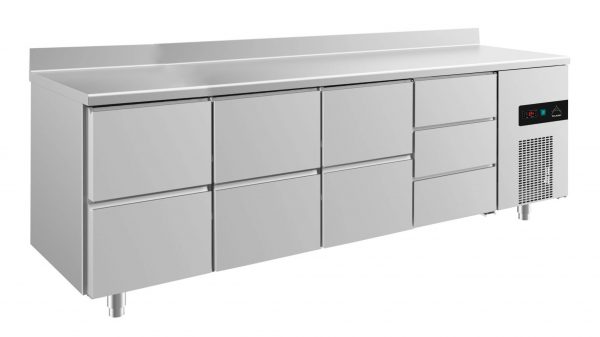 Kühltisch -2 bis +8°C 2330x700x850mm mit 3x zwei Schubladen und 1x drei Schubladen – Bild 1