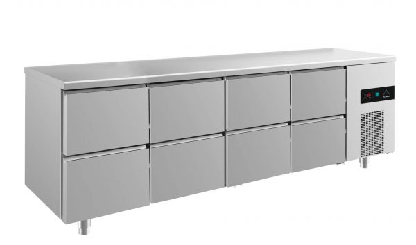 Kühltisch -2 bis +8°C 2330x700x850mm mit 4x zwei Schubladen – Bild 1