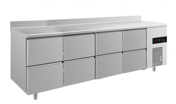 Kühltisch -2 bis +8°C 2330x700x850mm mit 4x zwei Schubladen – Bild 1