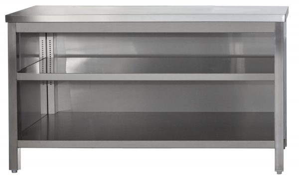 Edelstahl Arbeitsschrank offen mit höhenverstellbaren Zwischenboden | Bautiefe 600mm |  AISI 304 – Bild 1