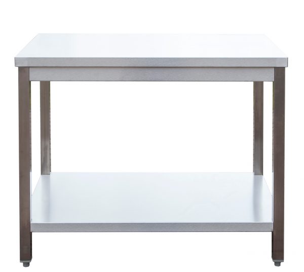 Edelstahl Arbeitstisch verschweißt | Bautiefe 600mm | mit Grundboden | AISI 304 – Bild 1