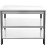 Edelstahl Arbeitstisch verschweißt | Bautiefe 800mm | mit Grundboden & Zwischenboden | AISI 304